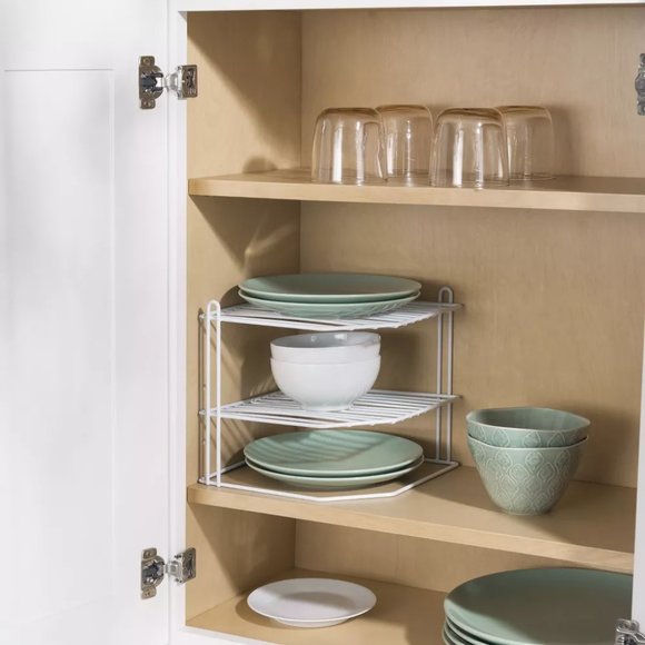 Home Basics 3 Tier Vinyl Coated Steel Corner Organizing Storage Rack, White - Picture 2 of 3